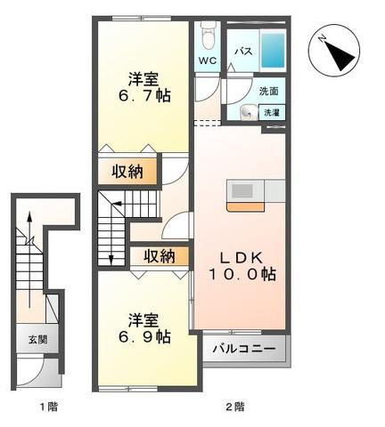 クレール・アンジュ(2LDK/2階)の間取り写真