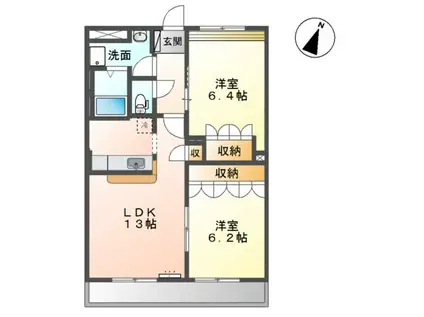 フォレストハイム(2LDK/2階)の間取り写真