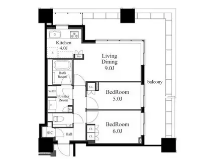 白金ザ・スカイ東棟(2LDK/19階)の間取り写真