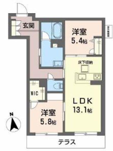 グランリノス(2LDK/2階)の間取り写真