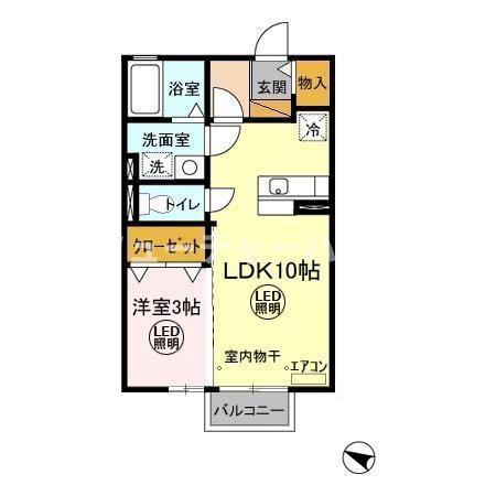 アネックスMITO III(1LDK/2階)の間取り写真