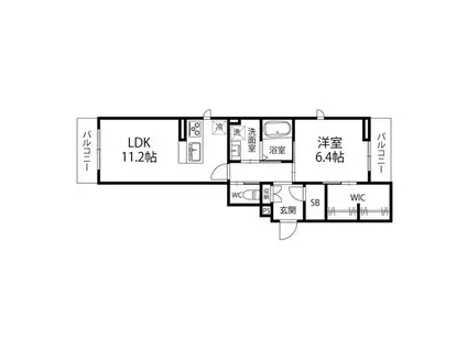 GLORIOUS 広瀬川(1LDK/1階)の間取り写真