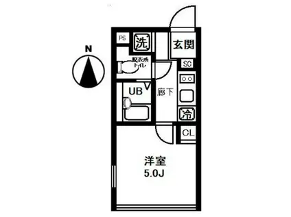 メゾンブランシュ神泉(1K/3階)の間取り写真