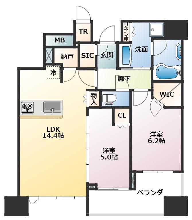 シティタワー梅田東(2LDK/25階)の間取り写真