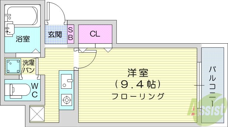 アルヴェール17(1K/2階)の間取り写真