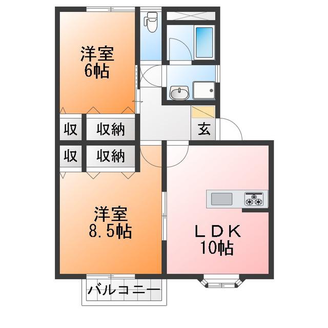 コンフォートパレスA棟(2LDK/1階)の間取り写真
