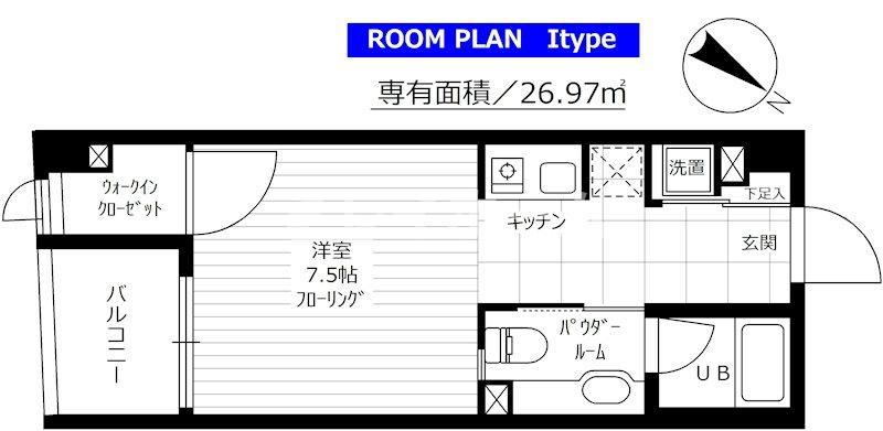 レックス多摩川レジデンス(1K/3階)の間取り写真