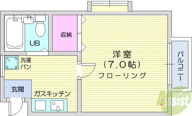 モアクレスト柏木(1K/2階)の間取り写真