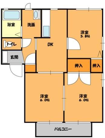 ファミーレD(3DK/2階)の間取り写真