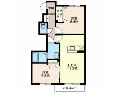 ヴィア セレーノ(2LDK/1階)の間取り写真