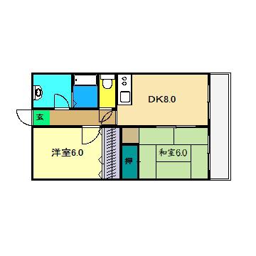 ハイツベル(2DK/2階)の間取り写真