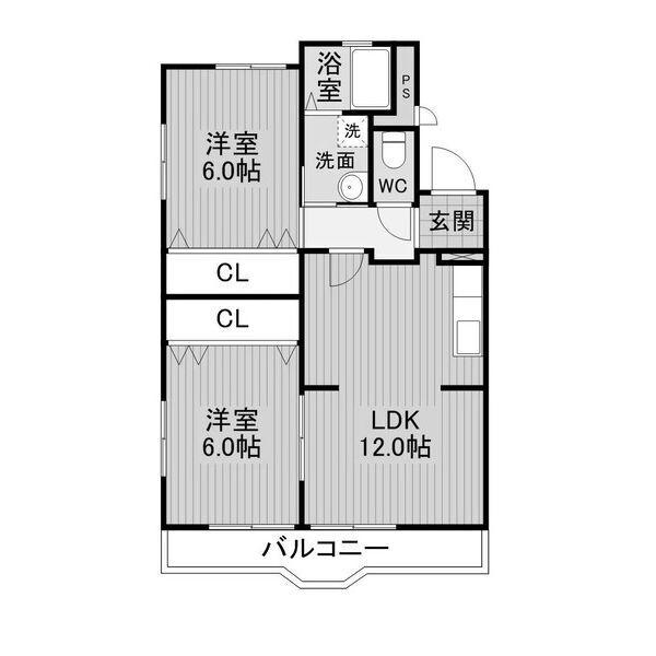 サンヒル上地(2LDK/2階)の間取り写真