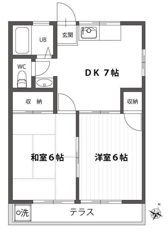 鈴木ハイツ(2DK/1階)の間取り写真