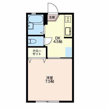 YYシーサイドパレス壱番館(1DK/1階)の間取り写真
