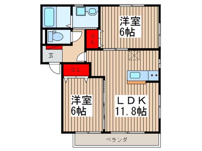 サニーフィーネ(2LDK/1階)の間取り写真