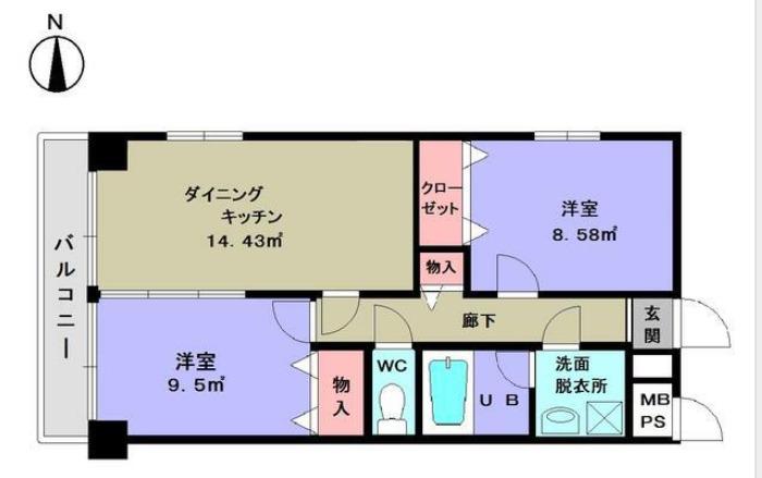 シティパル鴨居(2DK/4階)の間取り写真