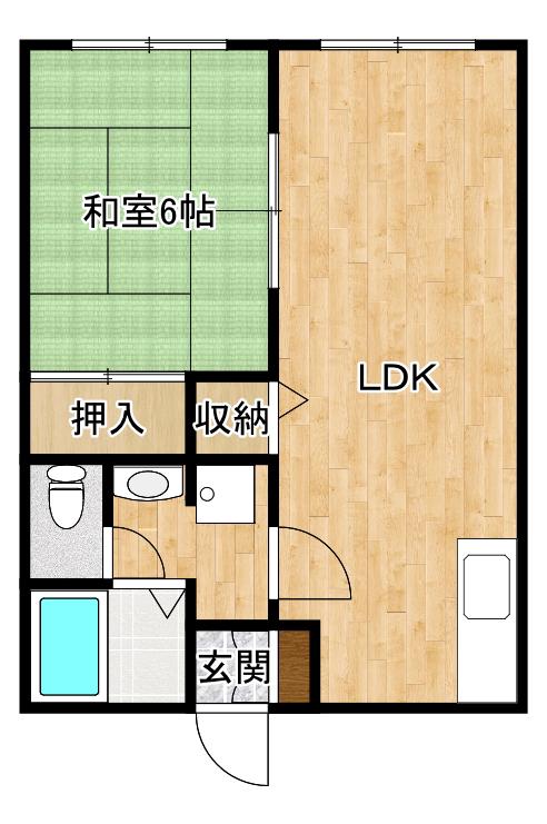 ハイツ・サンタフェ(1LDK/1階)の間取り写真