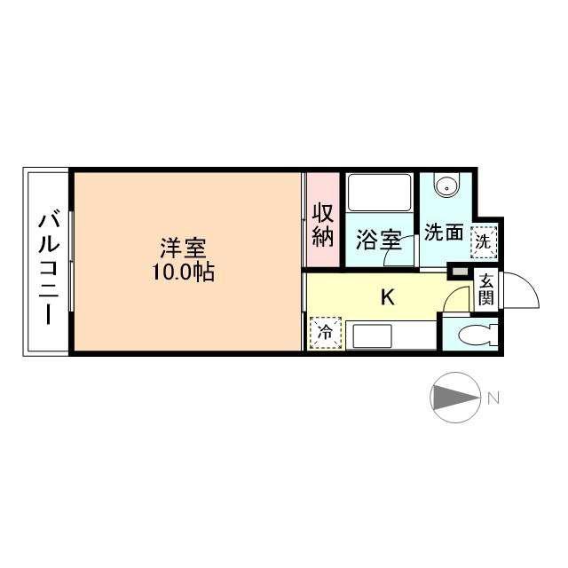 PLAZA希望の朝南館B(1K/2階)の間取り写真