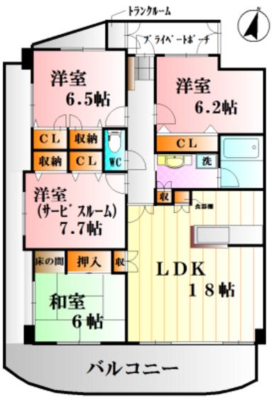 アーバンライフ黒川(4LDK/13階)の間取り写真