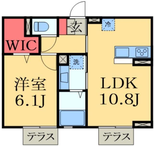 パーシモン(1LDK/1階)の間取り写真