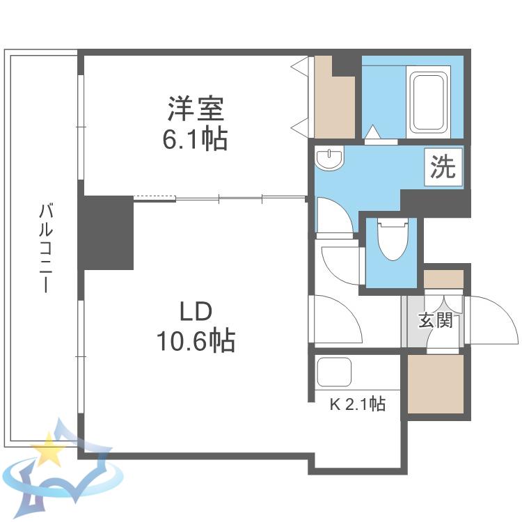 ティアラタワー中島倶楽部(1LDK/27階)の間取り写真