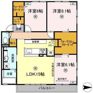 シャルールB(3LDK/2階)の間取り写真