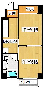 第二山本ビル(2DK/5階)の間取り写真