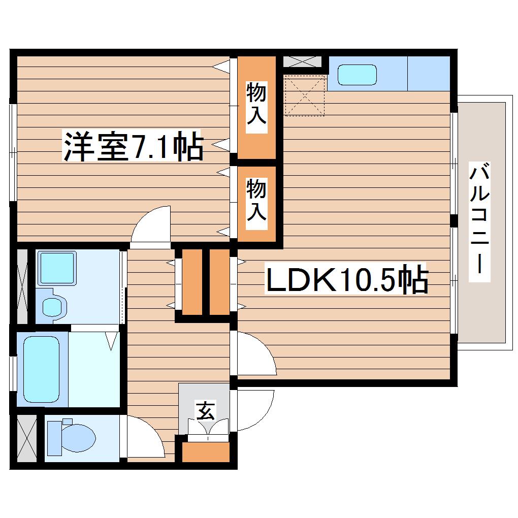ウィルモアB(1LDK/1階)の間取り写真