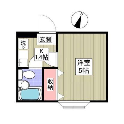 ザ・ウェーブ西ケ丘(1K/1階)の間取り写真