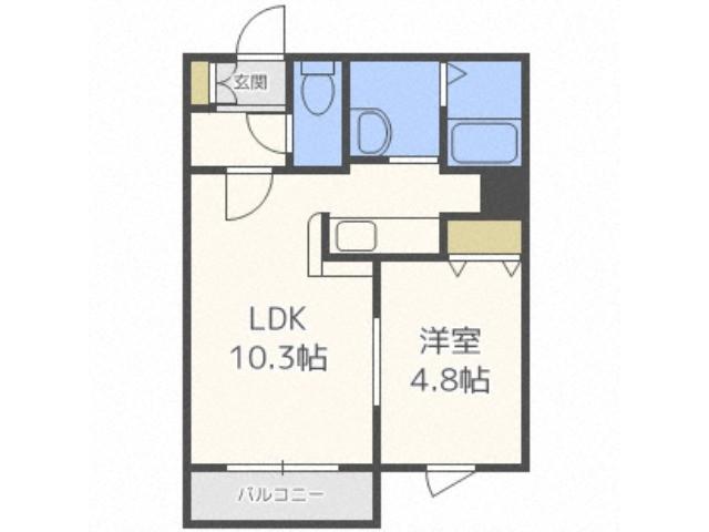 MANYS COURT(1LDK/3階)の間取り写真