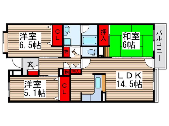 ISM南柏(3LDK/2階)の間取り写真