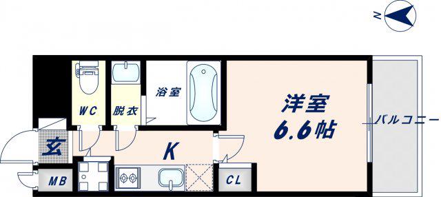 LA DOUCEUR北巽(1K/9階)の間取り写真