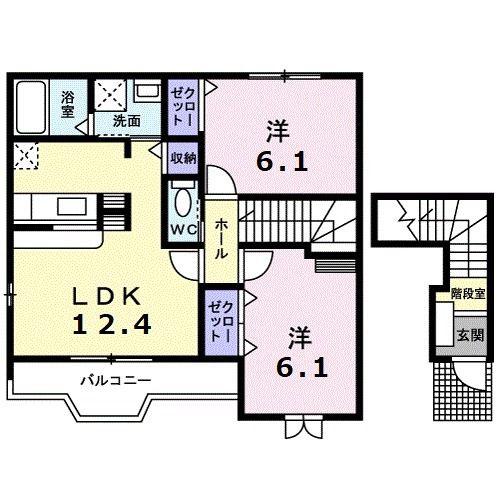 クレストール森脇(2LDK/2階)の間取り写真