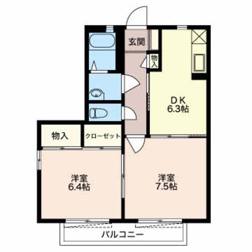 ANBITIOUS(2DK/2階)の間取り写真