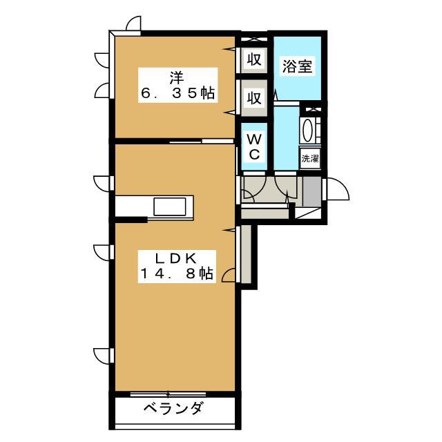 カーサ デ ソラーナ(1LDK/1階)の間取り写真