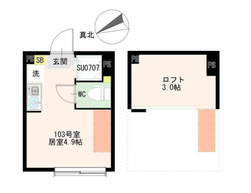 ブルーレースアゲート(ワンルーム/1階)の間取り写真
