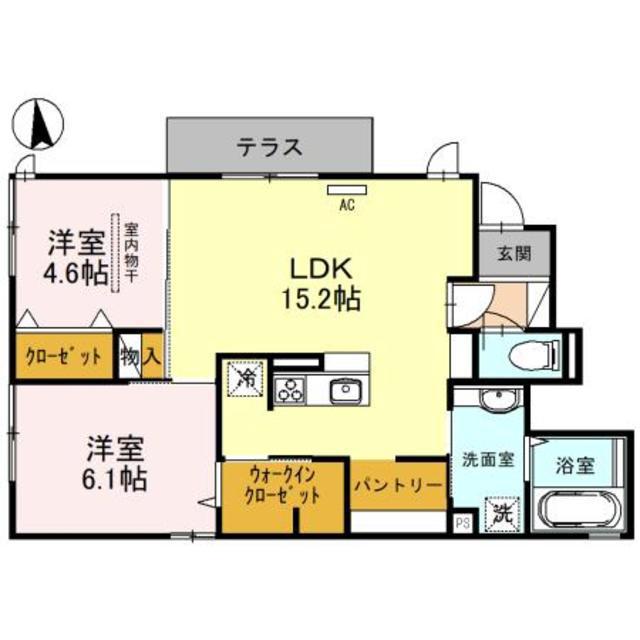 ハーク セゾン(2LDK/1階)の間取り写真