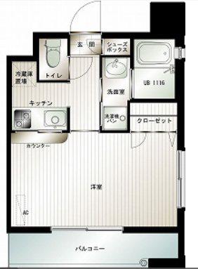 エンクレスト薬院(1K/14階)の間取り写真