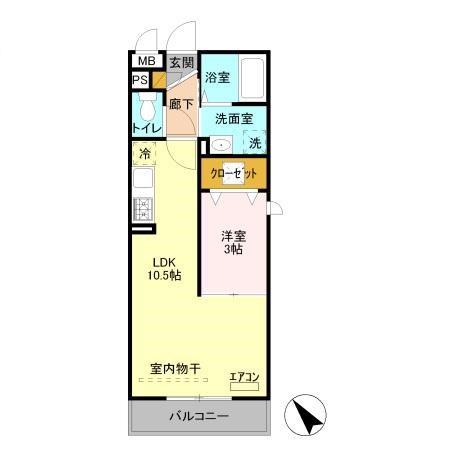 ROIDELOURSII(1LDK/1階)の間取り写真