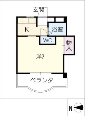 尾関ハイツ(1K/5階)の間取り写真