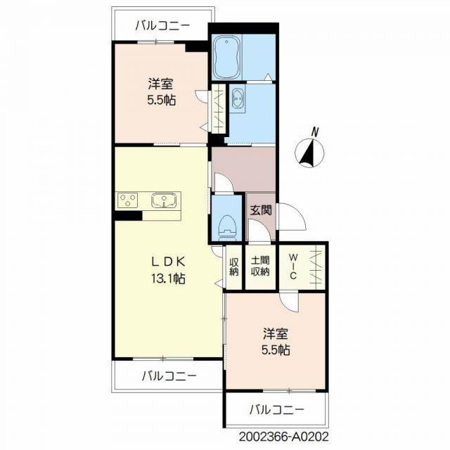グランメゾン A棟(2LDK/2階)の間取り写真