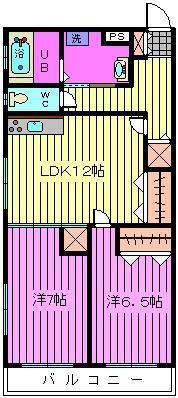 エスターテ大宮公園(2LDK/3階)の間取り写真