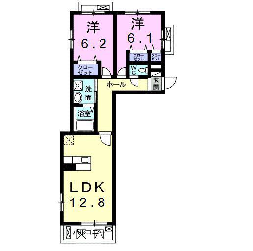 メゾン ド ノーブル(2LDK/2階)の間取り写真