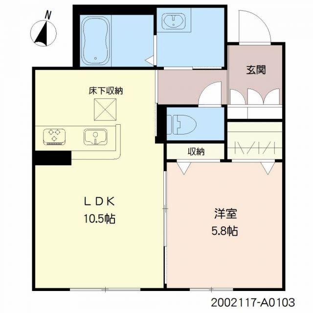 ベレオ佐賀天神(1LDK/1階)の間取り写真
