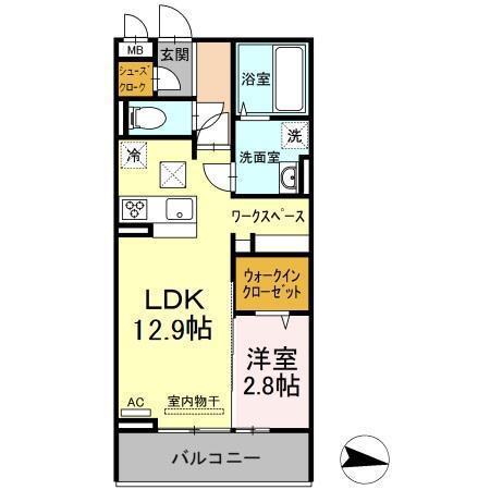 ソンシル新山口(1LDK/1階)の間取り写真