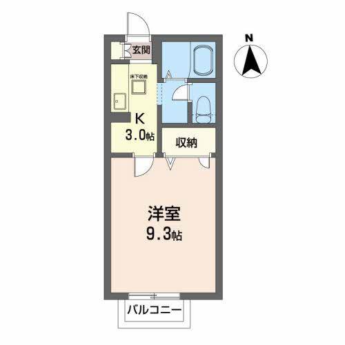 プレジオOHIII(1K/1階)の間取り写真