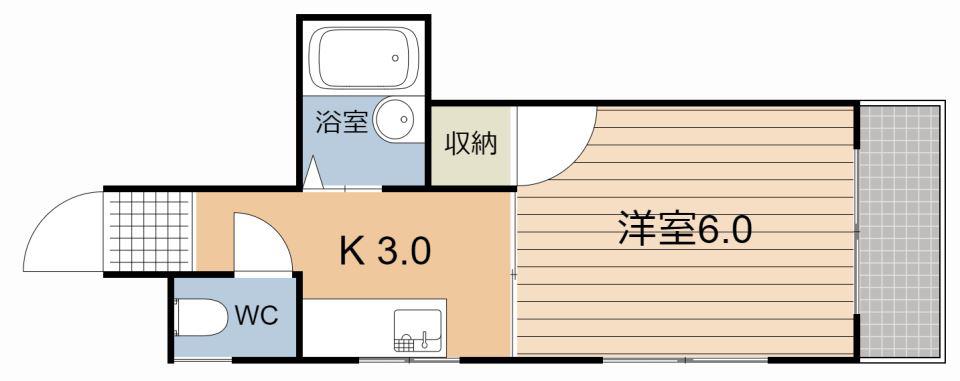 スカイコーポ住吉(1K/4階)の間取り写真