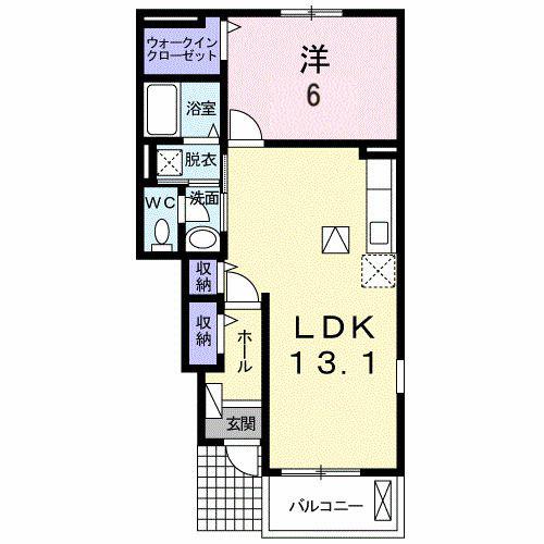 ヴィラ ウィステリア(1LDK/1階)の間取り写真