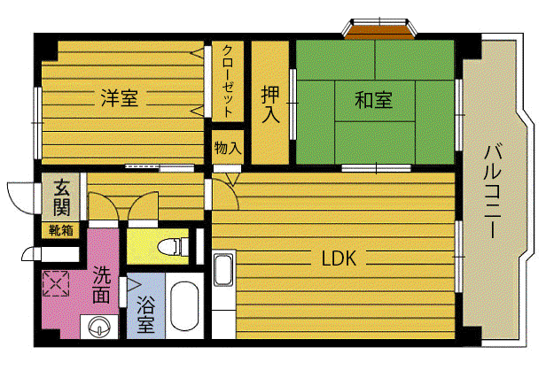 岡田ビル(2LDK/3階)の間取り写真