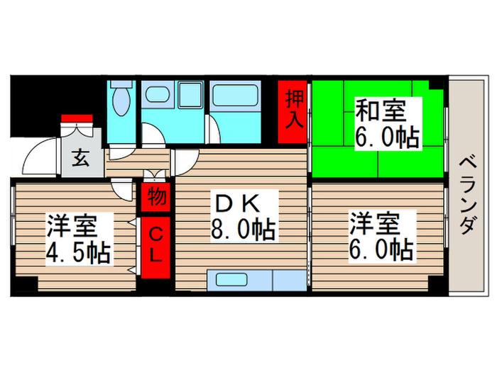 コリーナ柏井(3DK/3階)の間取り写真